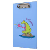 Funny frog en cartoon klembord (Links)