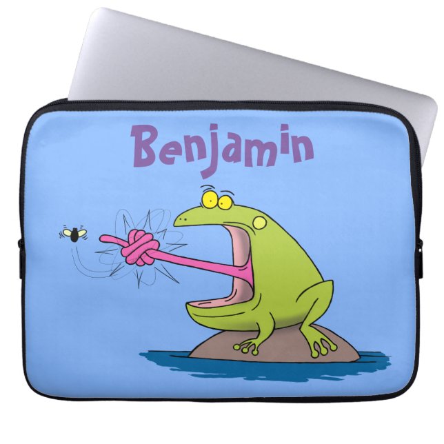 Funny frog en cartoon laptop sleeve (Voorkant)