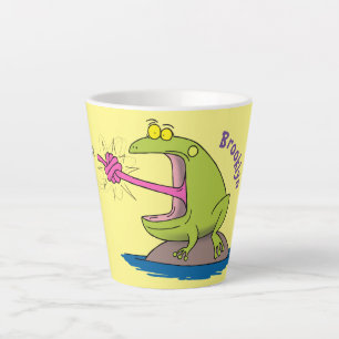 Funny frog en cartoon latte mok
