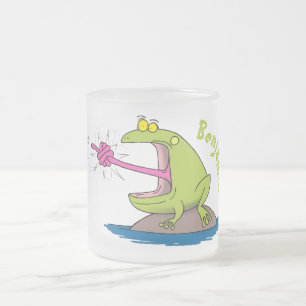 Funny frog en cartoon matglas koffiemok