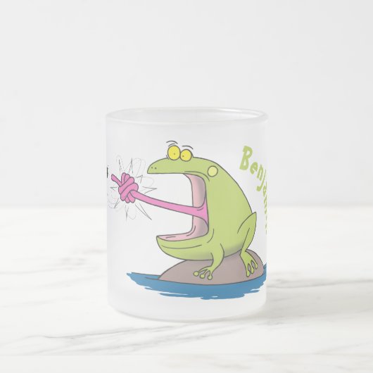 Funny frog en cartoon matglas koffiemok (Center)