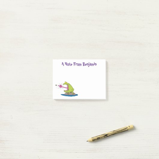 Funny frog en cartoon post-it® notes (Op bureau)
