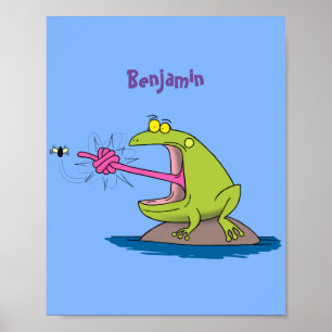 Funny frog en cartoon poster