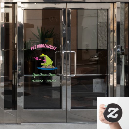 Funny frog en cartoon raamsticker (Kantoordeur)