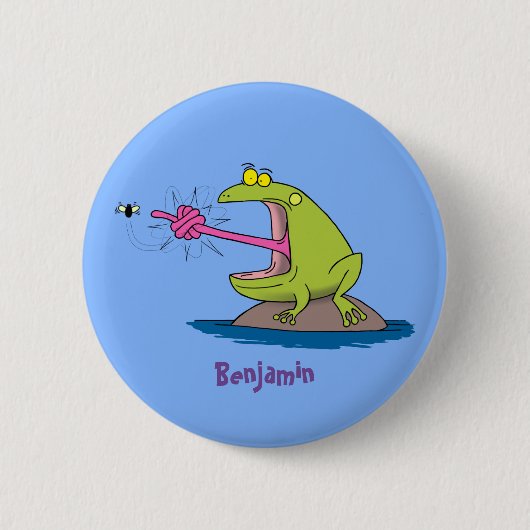 Funny frog en cartoon ronde button 5,7 cm (Voorkant)