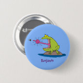 Funny frog en cartoon ronde button 5,7 cm (Voorkant /achterkant)