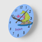 Funny frog en cartoon ronde klok (Hoek)