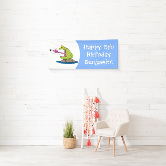 Funny frog en cartoon spandoek (Insitu)