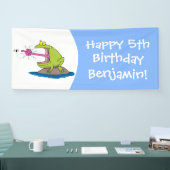 Funny frog en cartoon spandoek (Beurs)