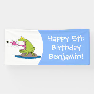 Funny frog en cartoon spandoek