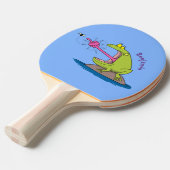 Funny frog en cartoon tafeltennisbatje (Voorkant Gekanteld)