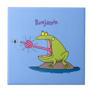 Funny frog en cartoon tegeltje