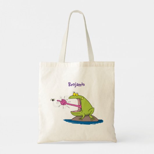 Funny frog en cartoon tote bag (Achterkant)