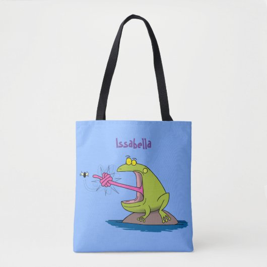 Funny frog en cartoon tote bag (Voorkant)