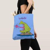 Funny frog en cartoon tote bag (Dichtbij)