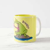 Funny frog en cartoon tweekleurige koffiemok (Voorkant rechts)