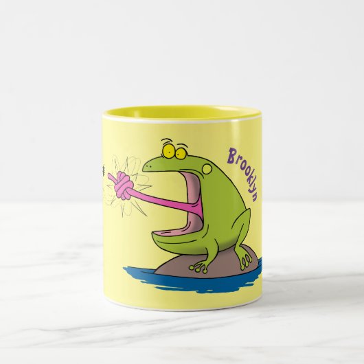 Funny frog en cartoon tweekleurige koffiemok (Center)