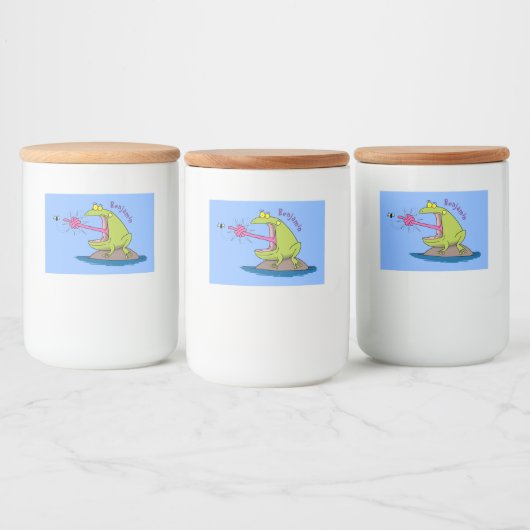 Funny frog en cartoon voedselcontainer etiket (Flessen)