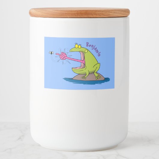 Funny frog en cartoon voedselcontainer etiket (Voorkant)