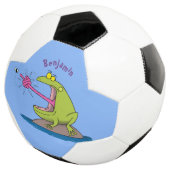 Funny frog en cartoon voetbal (Drie kwart)