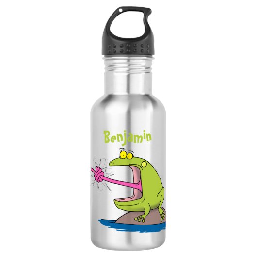 Funny frog en cartoon waterfles  (Voorkant)