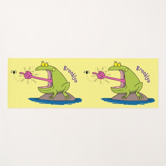 Funny frog en cartoon yogamat (Voorkant (horizontaal))
