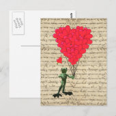 Funny frog en hartballonnen briefkaart (Voorkant / Achterkant)