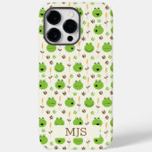 Funny Frog Faces Pattern Monogram Case-Mate iPhone Case (Achterkant)