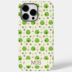 Funny Frog Faces Pattern Monogram Case-Mate iPhone 14 Pro Max Hoesje