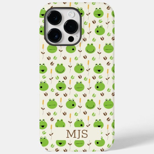 Funny Frog Faces Pattern Monogram Case-Mate iPhone Case (Achterkant)