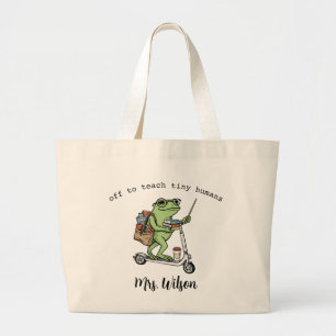 Funny Frog Gepersonaliseerd Geschenk voor Leraren, Grote Tote Bag