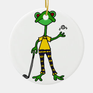 Funny Frog Golfing Art Keramisch Ornament