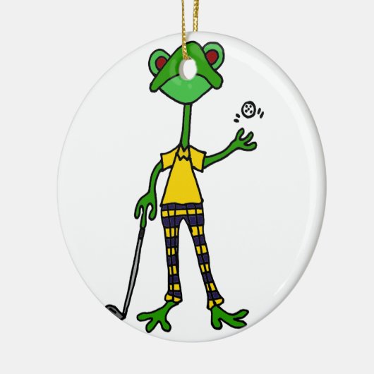 Funny Frog Golfing Art Keramisch Ornament (Links)