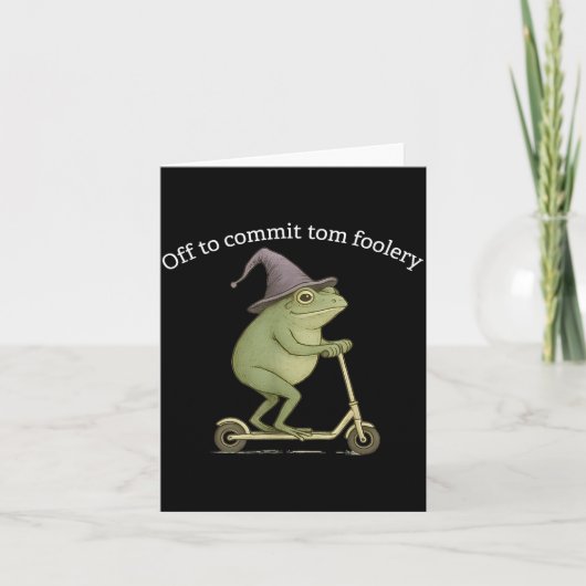 Funny Frog Graphic Saying Off To Commit Tom Fooler Kaart (Voorkant)