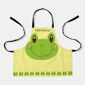 Funny Frog Green Animal met Kind Naam Schort (Voorkant)