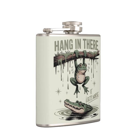 Funny Frog “Hang in There, It Gets Worse” Heupfles (Rechts)