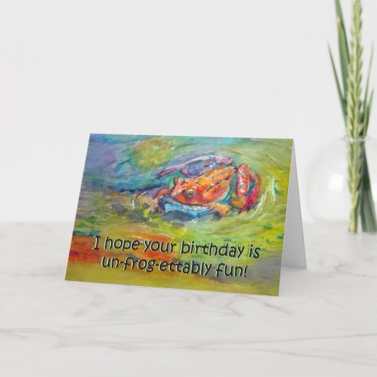 Funny Frog Happy Birthday Humor Wenskaart Kaart (Voorkant)