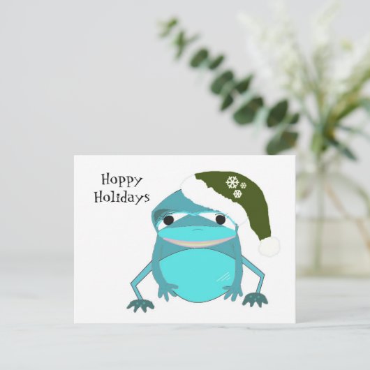 Funny Frog Hoppy-Feestdagen Feestdagenkaart (Staand voorkant)