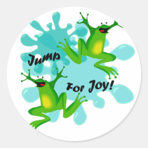 Funny Frog Jump for Joy Ronde Sticker