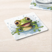 Funny frog kartonnen onderzetters (Schuin)