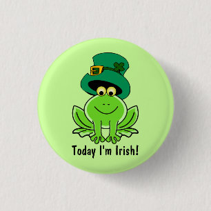 Funny Frog Leprechaun met Top Hat Ik ben Iers Ronde Button 3,2 Cm