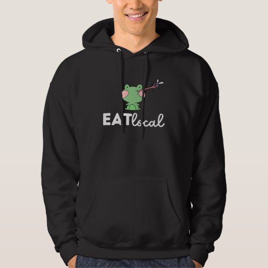 Funny Frog Lover Design With Cute Eat Local Quote Hoodie (Voorkant)