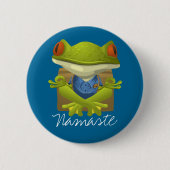 Funny Frog Mediterende Cartoon Ronde Button 5,7 Cm (Voorkant)
