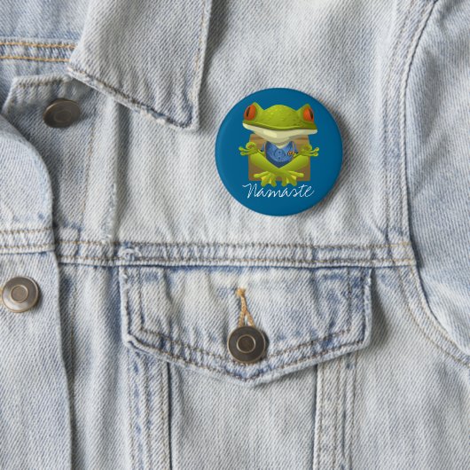 Funny Frog Mediterende Cartoon Ronde Button 5,7 Cm (In situ)