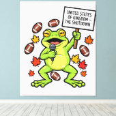 Funny Frog Meme Satire – United States of Kingdom  Canvas Afdruk (Insitu (Houten vloer))