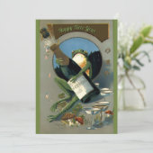  Funny Frog met Champagne Nieuwjaar Feestdagenkaart (Staand voorkant)