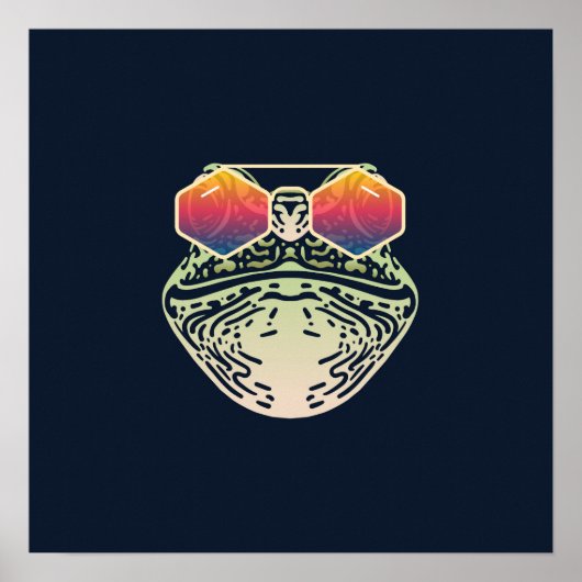 Funny Frog | Met zonnebril wandafdrukken Poster (Voorkant)