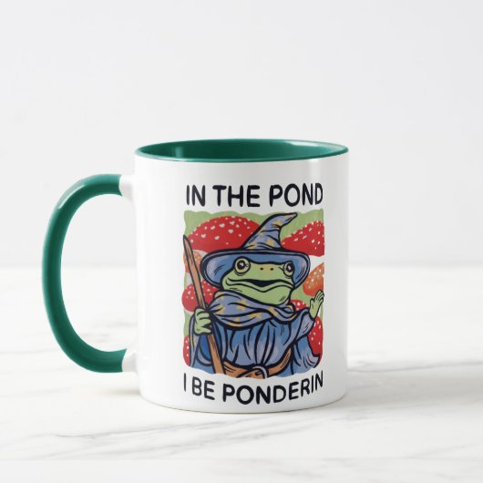 Funny Frog Mug – In the Pond Be Ponderin Mok (Links)