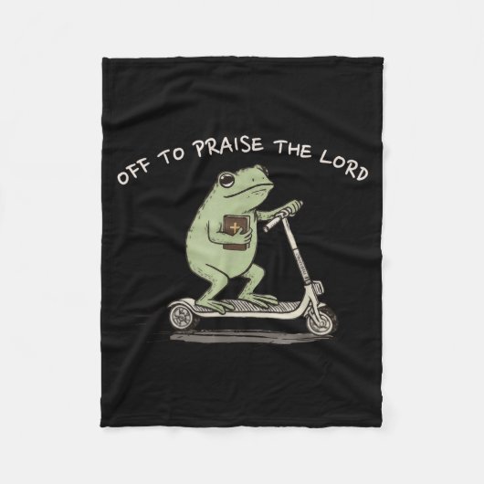 Funny Frog Off To Praise The Lord Christian Scoote Fleece Deken (Voorkant)