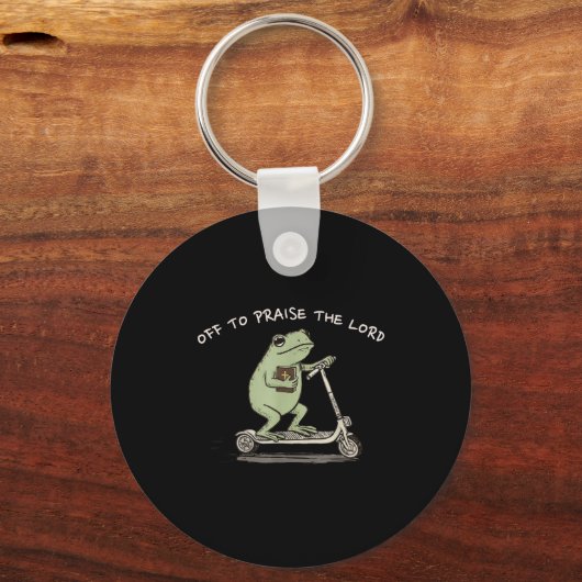 Funny Frog Off To Praise The Lord Christian Scoote Sleutelhanger (Voorkant)